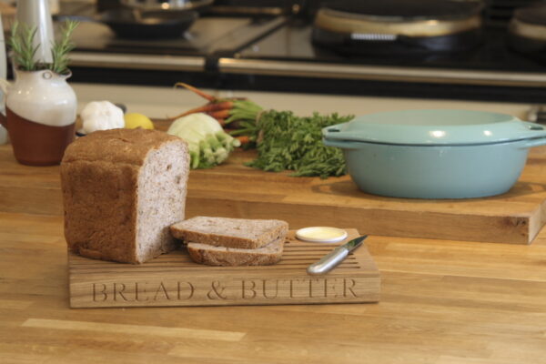 personalised engraved solid oak bread board
