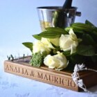 personalised engraved solid oak wedding cake board